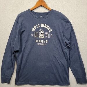 Walt Disney World 1971 Mickey Heather Blue Long Sleeve Tee T-Shirt Large Cotton